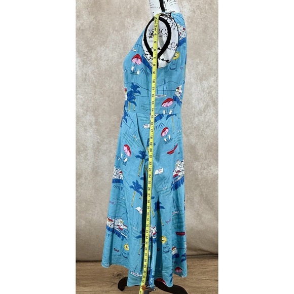 Boden Josephine Midi Dress Size 8 Blue Coastal Print Sleeveless V Neck A Line - Picture 4 of 9